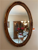 Wooden Oval Frame Wall Mirror