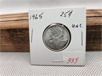 1965 25 CENT QUARTER UNC