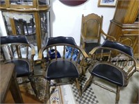 SET OF 6 LEATHER PADDED CAPTAIN'S CHAIRS