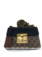 GG Beige Canvas Gold Padlock Half-Flap Bag