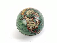 Antique Germany tin litho world globe pencil