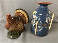 Eldreth Pottery Birdhouse with Turkey