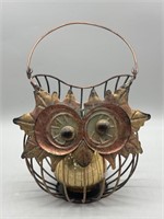 Brown Wire Owl Basket w/ Candle