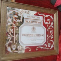 Glass mirror sign. Harveys Bristol cream sherry.