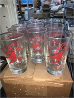 10 RED ROBIN COCKTAIL GLASSES W/ ORIGINAL BOX