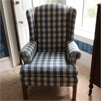 Cochran Furniture Blue and Cream Plaid Chair