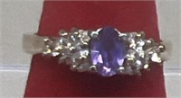 Sterling silver ring with purple stone size 6