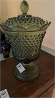 FENTON GLASS HOBNAIL COLONIAL OLIVE GREEN VTG