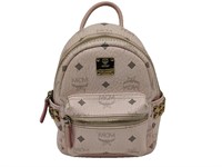 Pale Pink Rough Leather Studded Mini Backpack