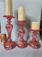 Pink Candle Holders Battery Powered