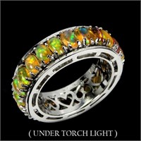 Natural Ethopian White Opal Eternity Ring