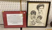 Patsy Cline lot -wall picture appears to be pencil
