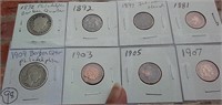 1892 1909 barber quarters + 6 indian pennies