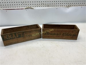 2 WOODEN CHEESE BOXES  (KRAFT AND BORDEN)