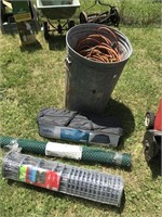 Galvanized Trash Can w/Extension Cords & More