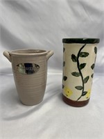 TWO CERAMIC POTTERY FLOWER VASES LIGHT PURPLE