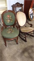 2 ANTIQUE UPHOLSTERED PARLOR CHAIRS