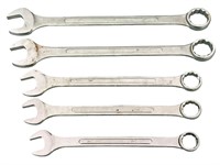 5 combination wrenches SAE from 1-3/8 inch to