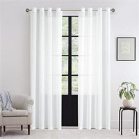 AMPHIWELL White Sheer Curtains 102 Inches Long,