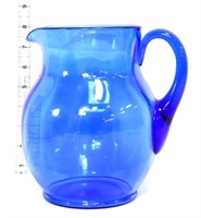 8in blue glass pitcher