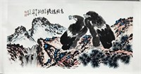 Chinese Ink Color Scroll Painting,Signed