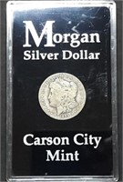 1884-CC Morgan Silver Dollar in Holder Carson