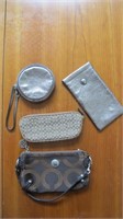 4 Coach Items: 7" wide purse (dark/chocolate