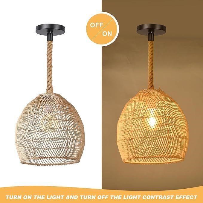 WalmHomie 1 Llight Rattan Pendant Light