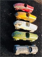 5 antique minature metal toy cars