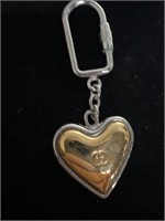 GUCCI Italy Signed Two tone Db GG Heart Key Chain