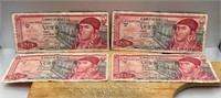 FOUR 1973 Mexican 20 Pesos Circulated Banknote