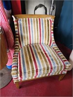 MCM Stripe Accent Side Chair with wood frame