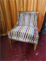 MCM Stripe Accent Side Chair with wood frame