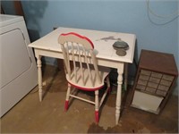Old White Table with 1 Chair (bring help to load