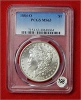 1884 O Morgan Silver Dollar PCGS MS63