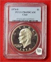 1974 S Eisenhower Dollar Clad PCGS PR69 DCAM
