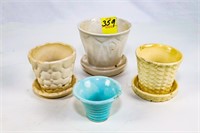 4 Pottery Planters / USA and 3 Unsigned