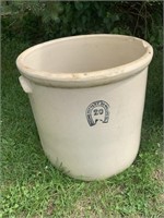 20 GALLON MACOMB POTTERY CROCK WITH CHIPS