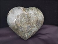 Polished quartz heart, 4 1/2"