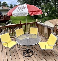 5-piece wrought iron patio set with cushions,