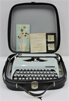 Vtg Speedwriter Light Blue Typewriter w Case & Key
