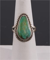 Signed NATIVE AMERICAN STERLING & TURQUOISE Ring