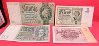 1920-30's Germany Inflation Money Reich Marks x 4