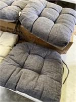 4 gray cushions . Thickly padded
