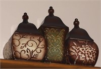 Home Decor Accent 3pc Lidded Metal Canister Lot