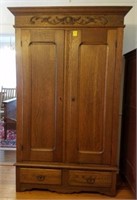 Large Oak Armoire (2) Door (2) Drawer