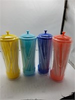 4 colorful straws packs