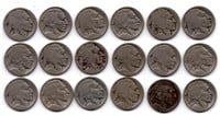 Lot of 18 US Dateless Buffalo Nickels