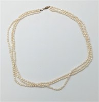 Sterling 3 Strand Freshwater Pearl Necklace 24"+