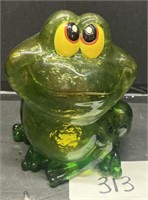 Vintage Green Thick Plastic Bull Frog piggy bank